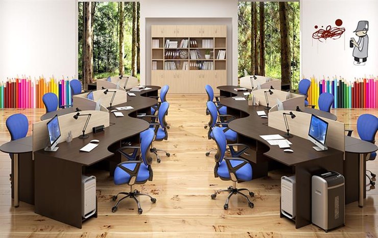 Офисный комплект мебели SIMPLE с эргономичными столами и тумбами в Губкинском - изображение 4